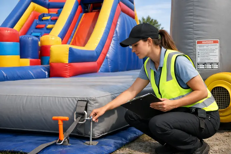 Inspection terrain de structures gonflables pour contrôle sécurité et norme EN14960
